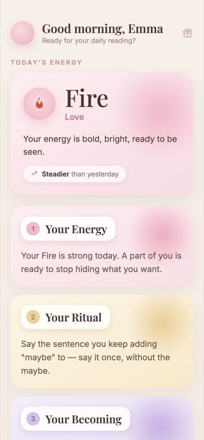 Flara daily reading screen